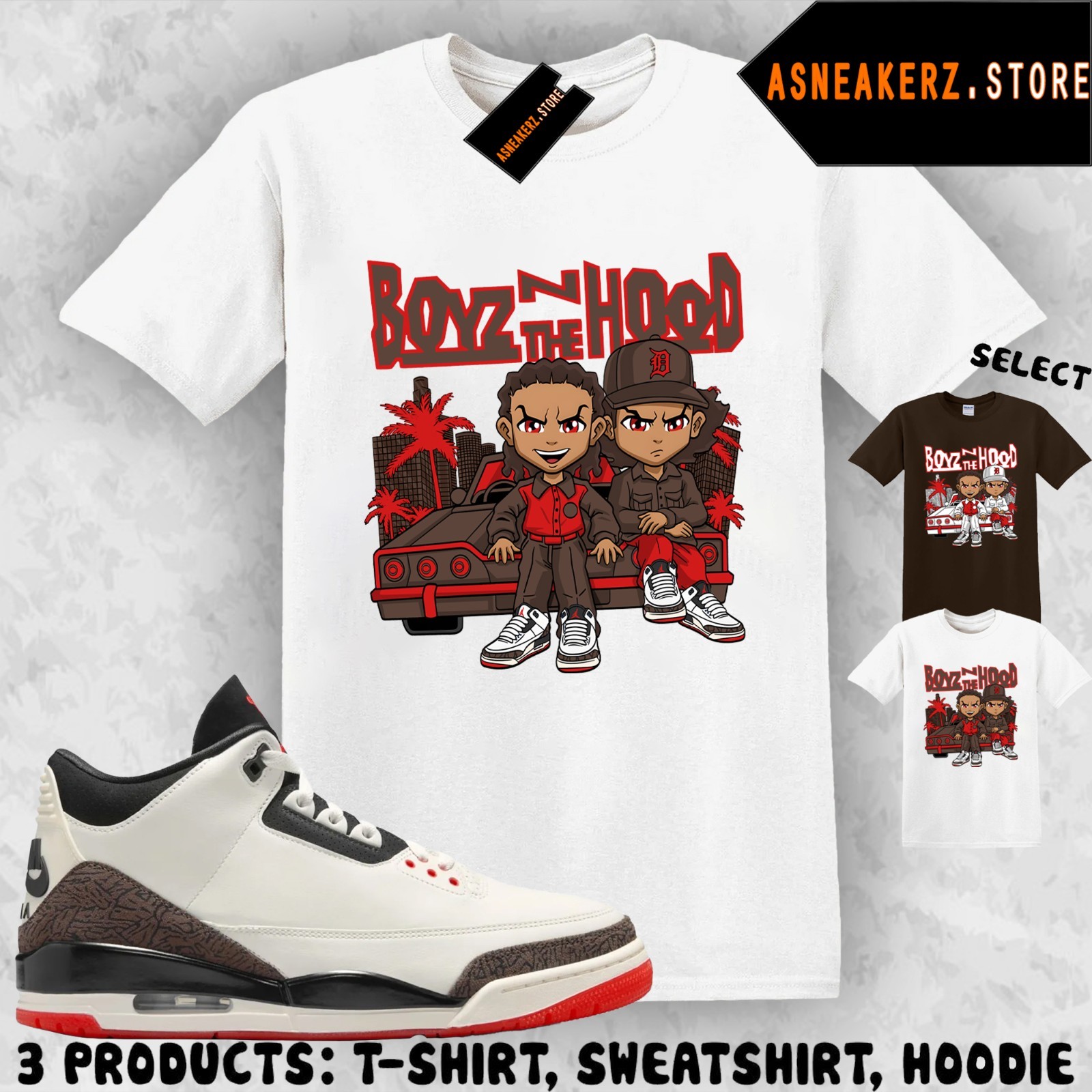 Tee Shirt Matching AJ 3 World’s Best Dad 2026 Match Sneaker The Boondocks Boyz