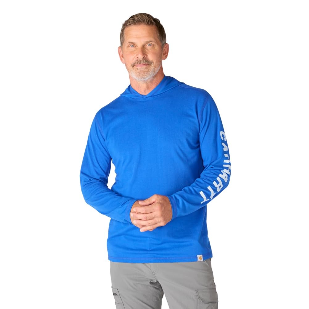Carhartt Force Relaxed Fit Long-Sleeve Hooded T-Shirt, Indigo 106654-HS4 XL