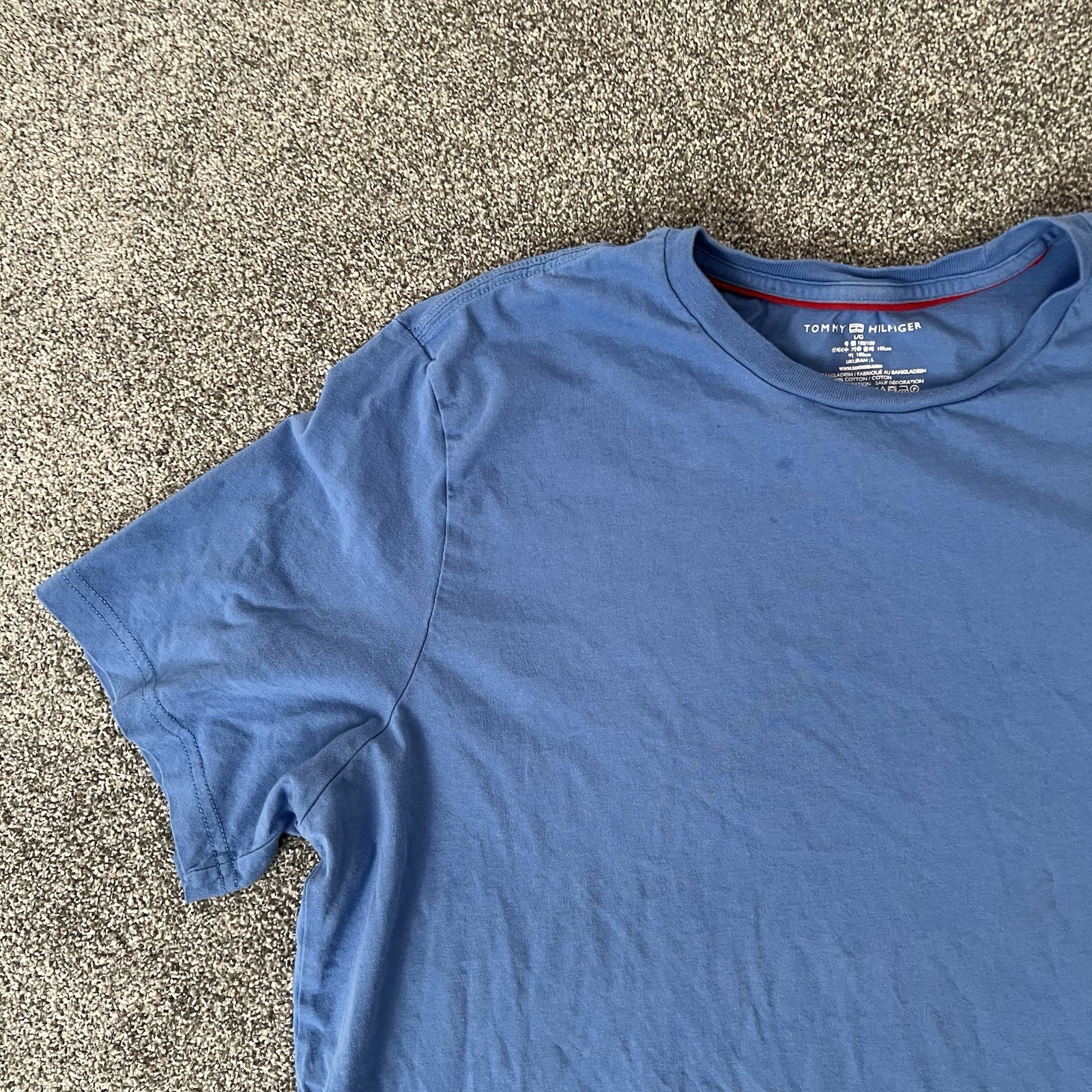 Tommy Hilfiger T Shirt Blue Flag Logo Short Sleeve Tee Mens L