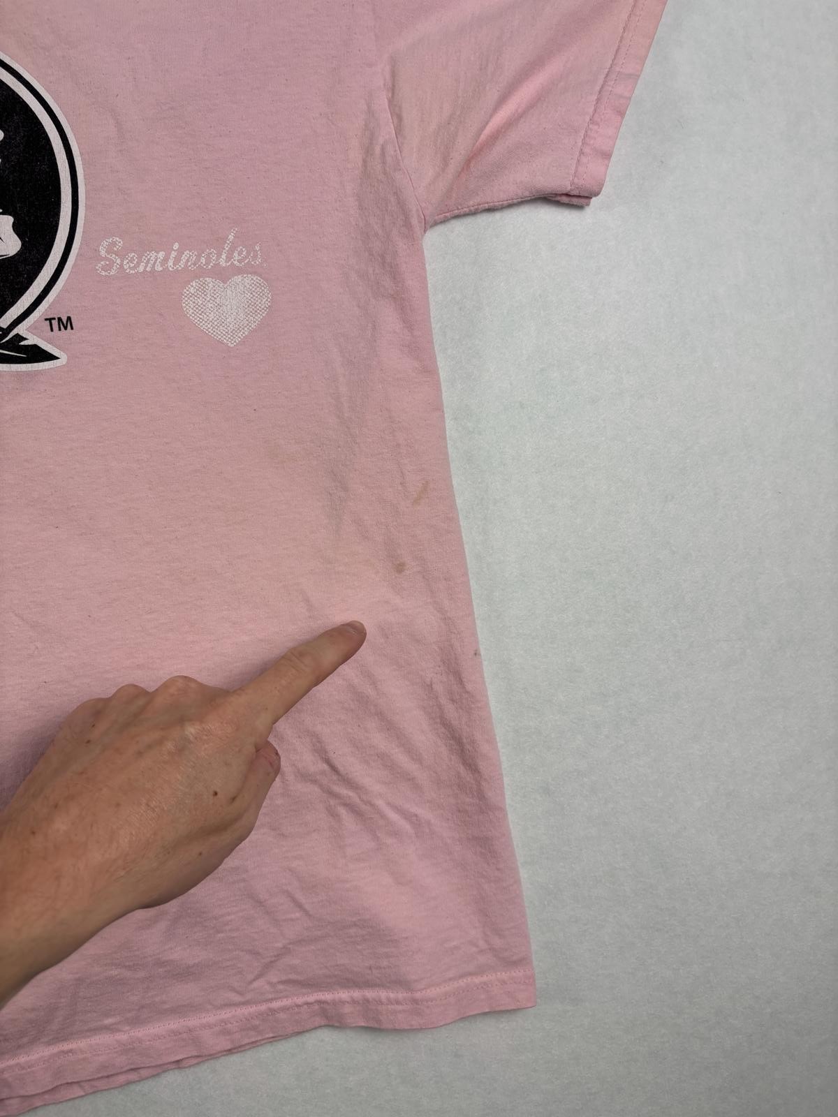 Pink Seminoles heavily distressed tee