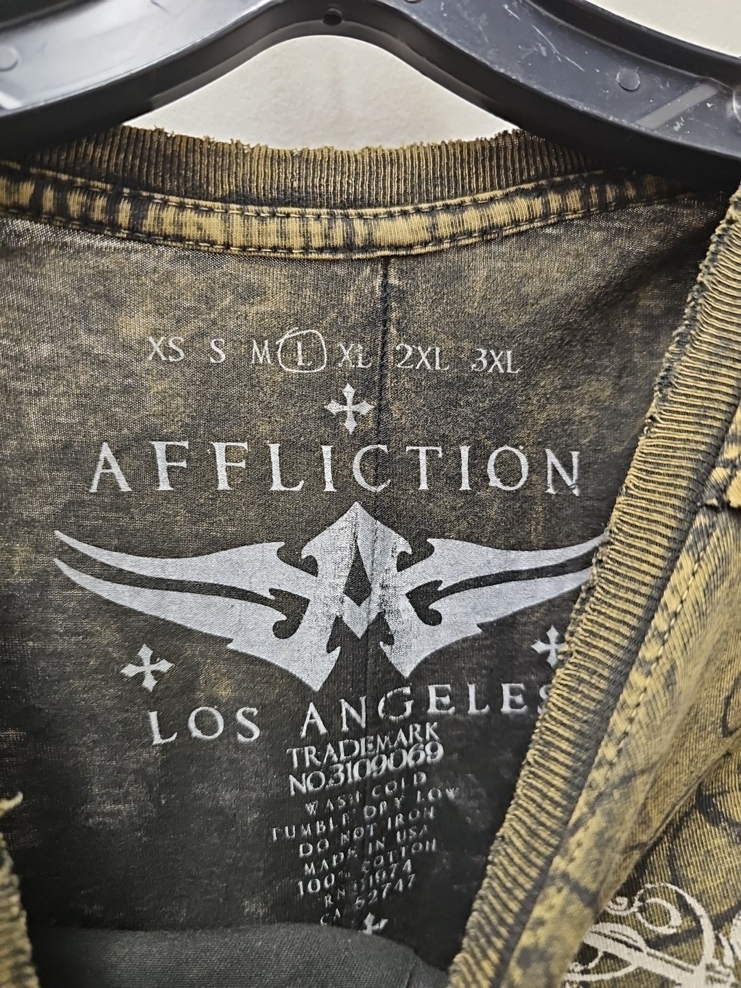 Affliction Dead Or Alive Shirt Men’s Large Copper Crewneck Beaded Rockabilly