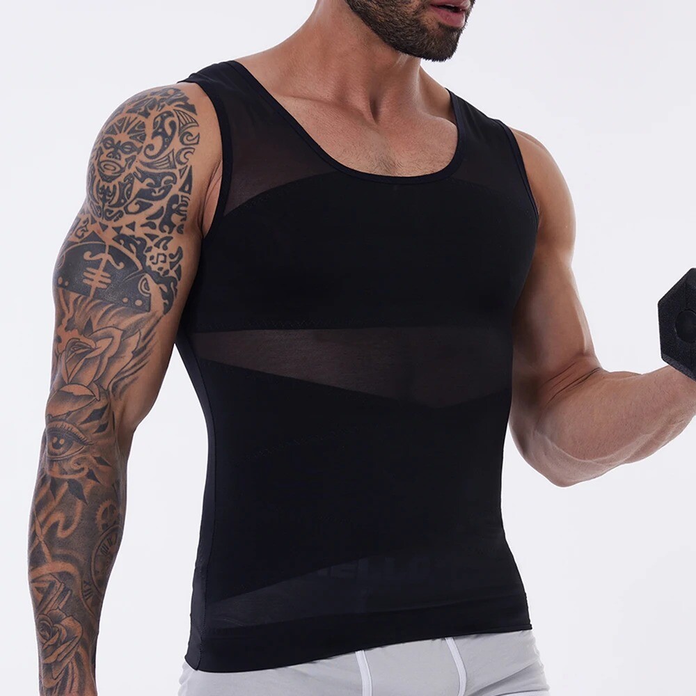 Men Slimming Body Shaper Tank Top Abdomen Gynomastica Compression Vest Shirt