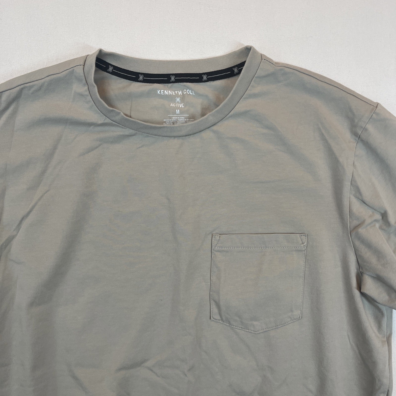 Kenneth Cole Men’s Green Stretch T-Shirt Slim Fit Organic Cotton Blend M