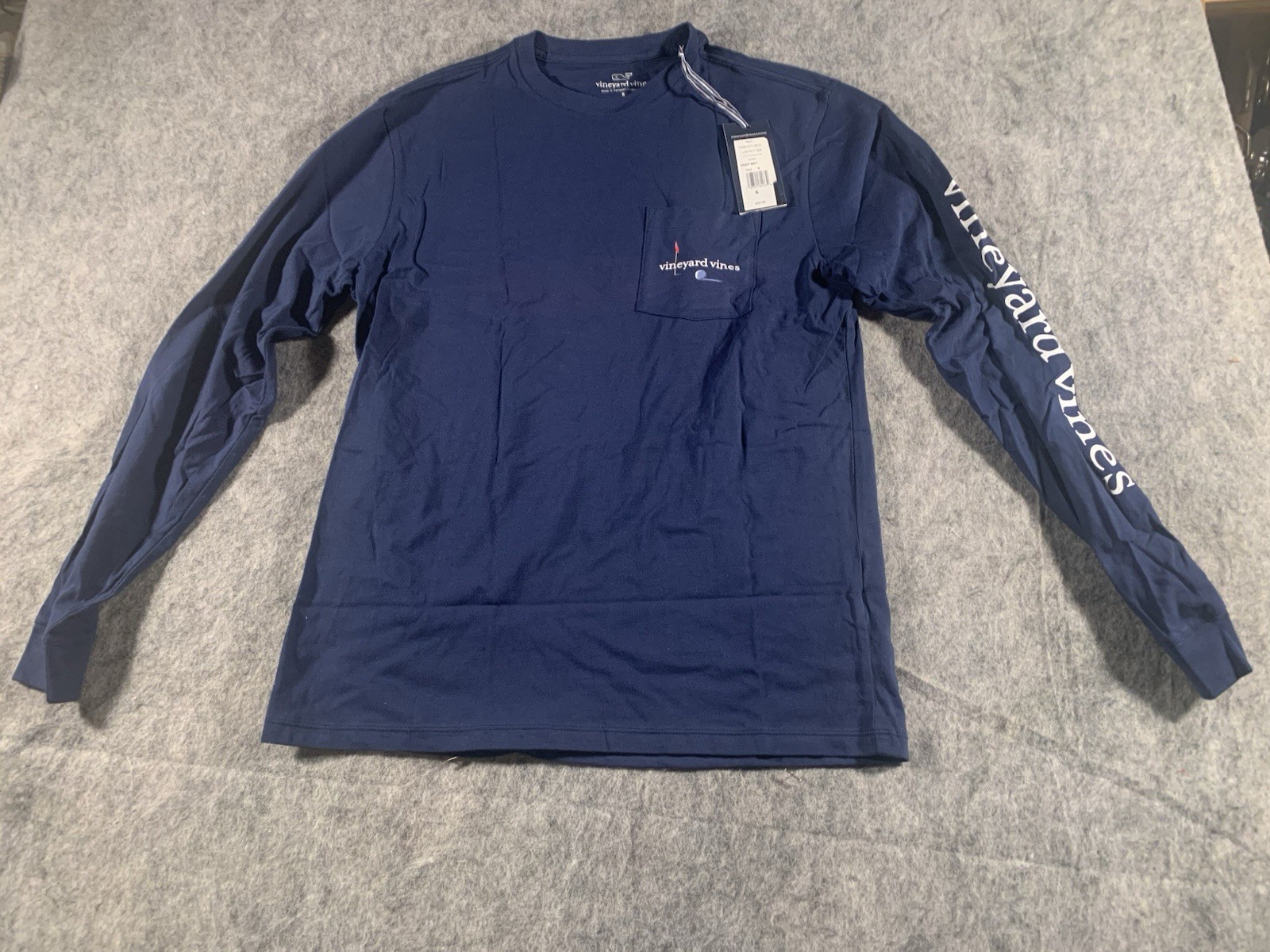 NWT Vineyard Vines Golf Putt Long-Sleeve Pocket Tee T-Shirt Blue Men’s Small NEW