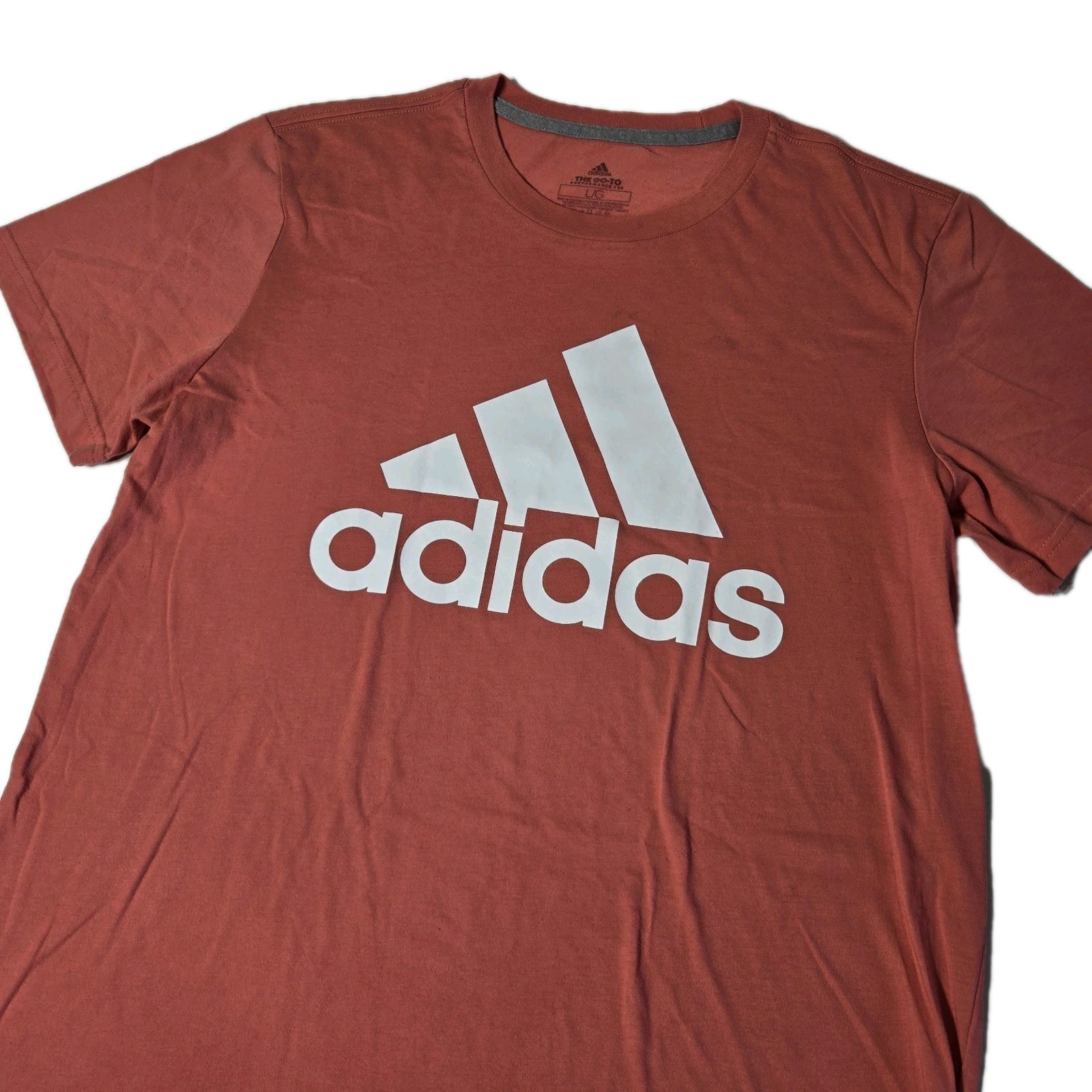 Adidas Shirt Mens Large Orange Short Sleeve Go To Performance Tee Active