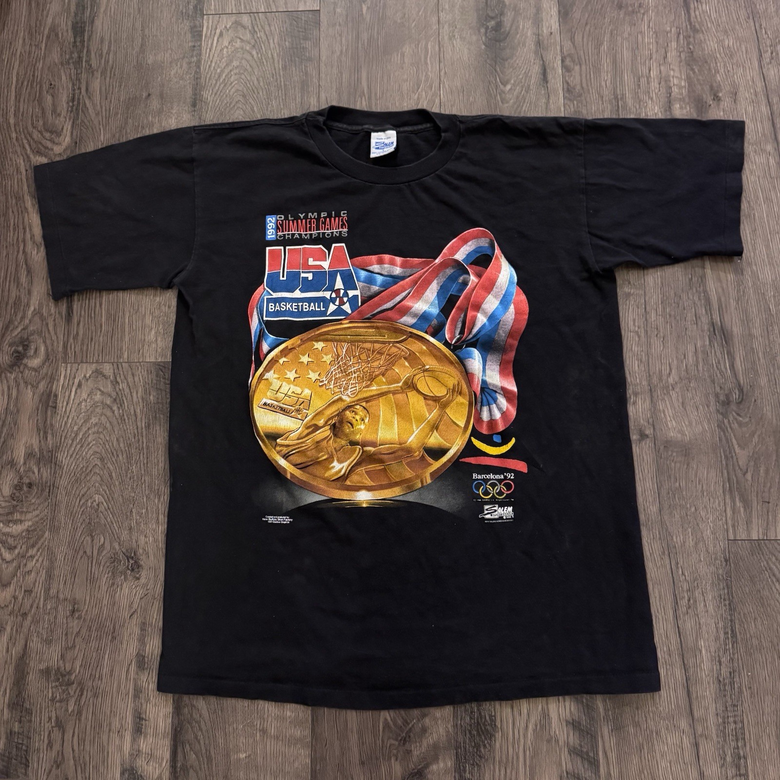 Vintage 1992 USA Basketball Dream Team Salem Sportswear Shirt L Made USA