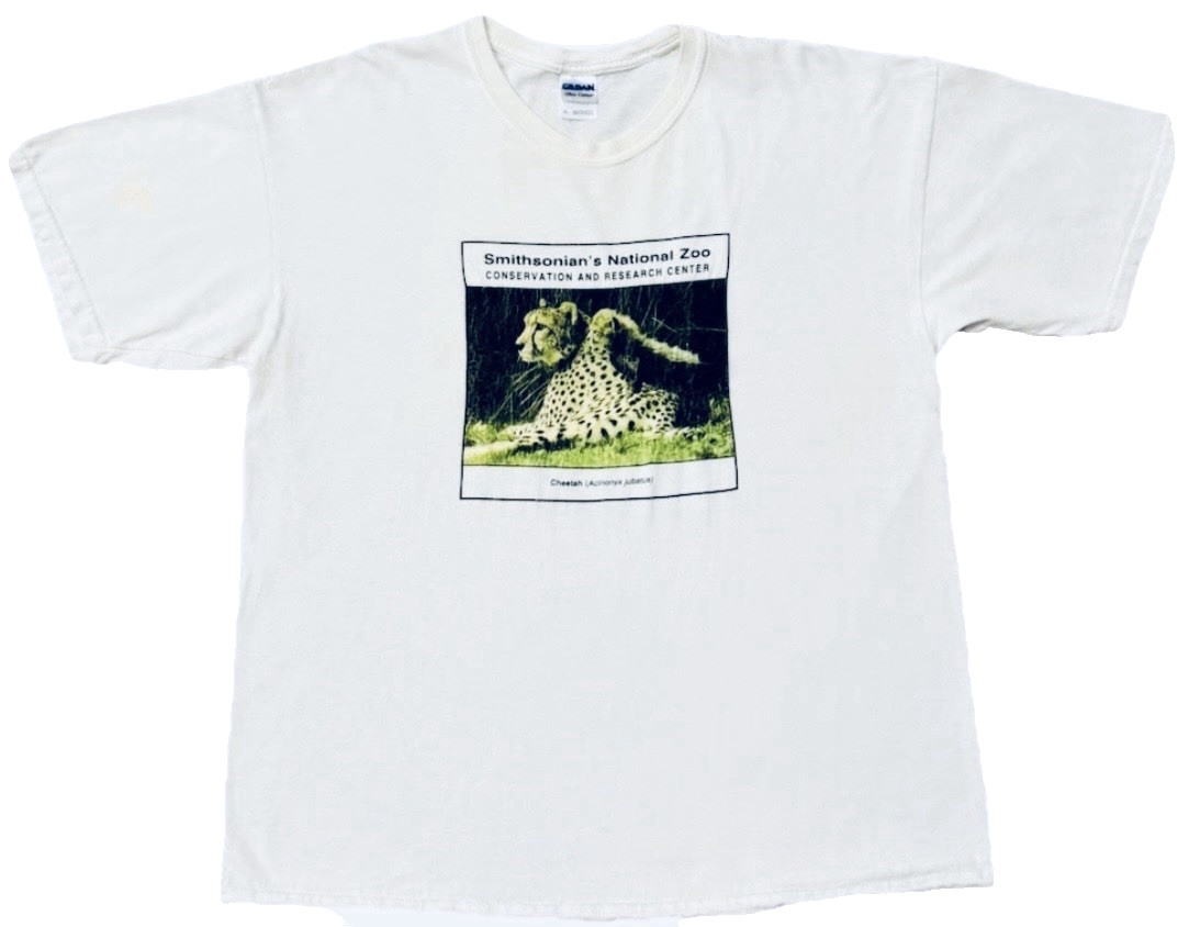 Smithsonian National Zoo Wildlife Cheetah T Shirt White Animal Graphic Tee XL