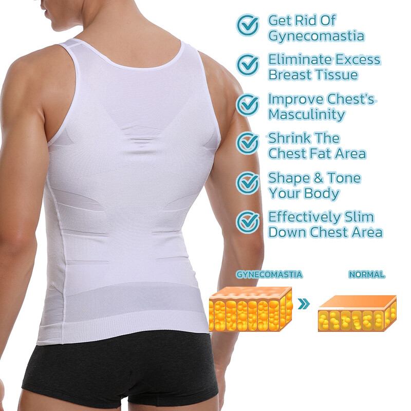 Men Slimming Body Shaper Belly Chest Compression Vest Girdle T-Shirt Tank Top US