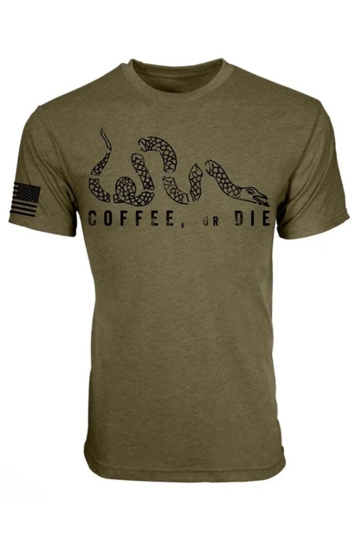 Black Rifle Coffee Company Coffee or Die T-Shirt Snake Military Green Size M
