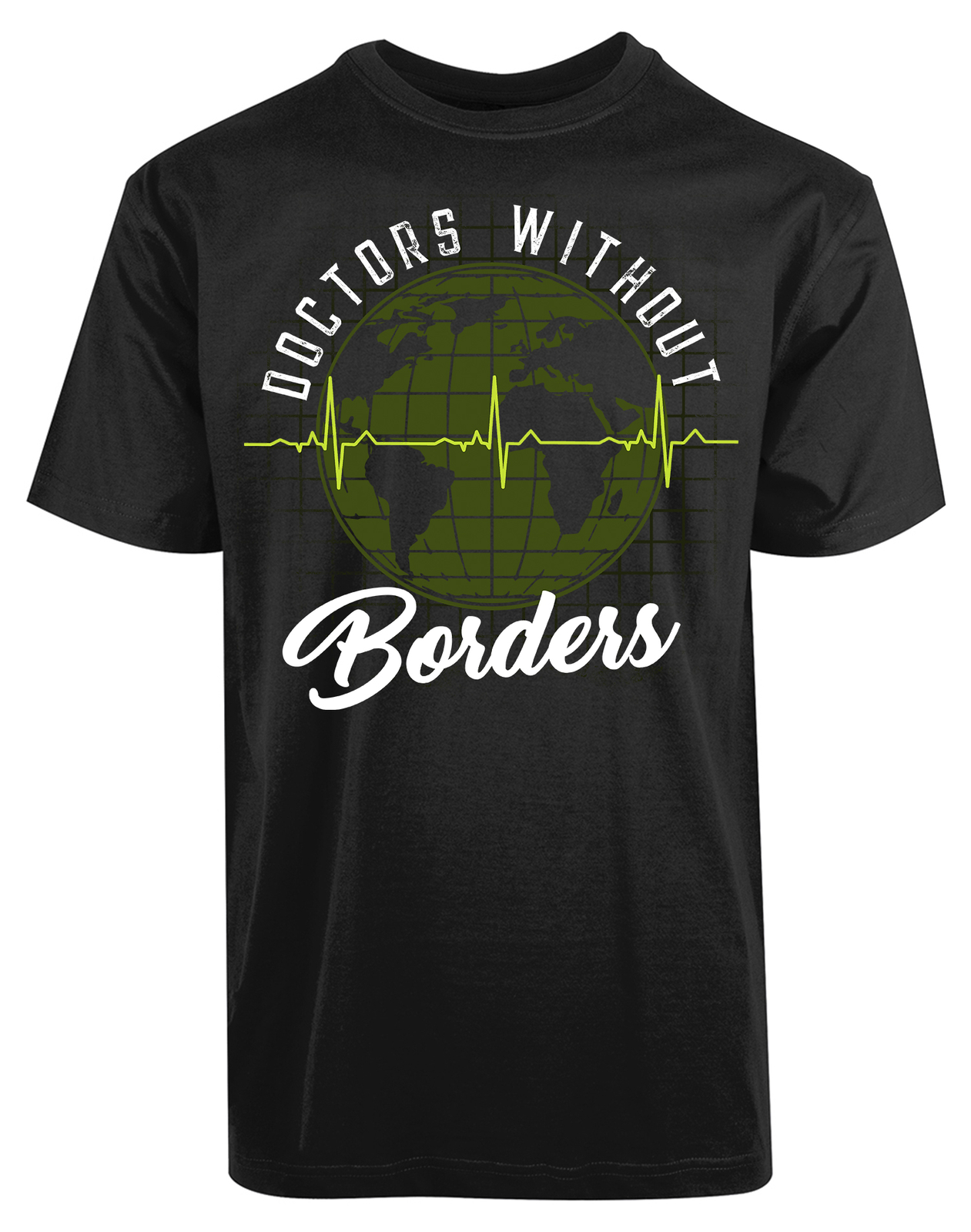 Doctors Without Borders Heart Beat New Men’s Shirt World Map ECG Cool Super Tees