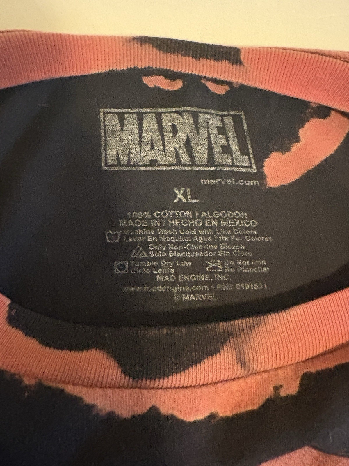 Marvel Deadpool Graphic T-Shirt Black Red Size XL Custom Distressed