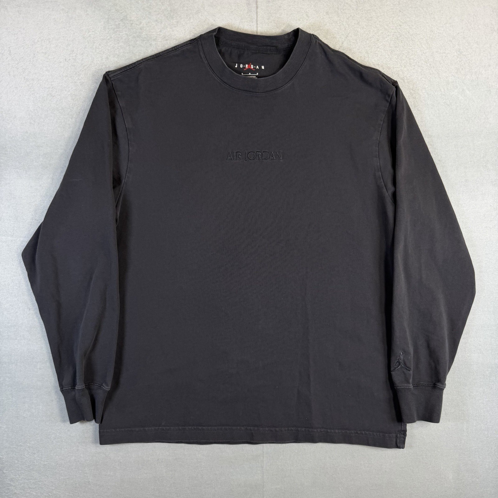 Air Jordan Woodmark Long Sleeve T-Shirt Mens Medium Gray Embroidered Jumpman