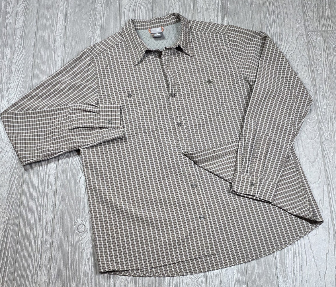 VTG Nike ACG Long Sleeve Shirt L Olive Gray Plaid Button Up Outdoor Gorpcore
