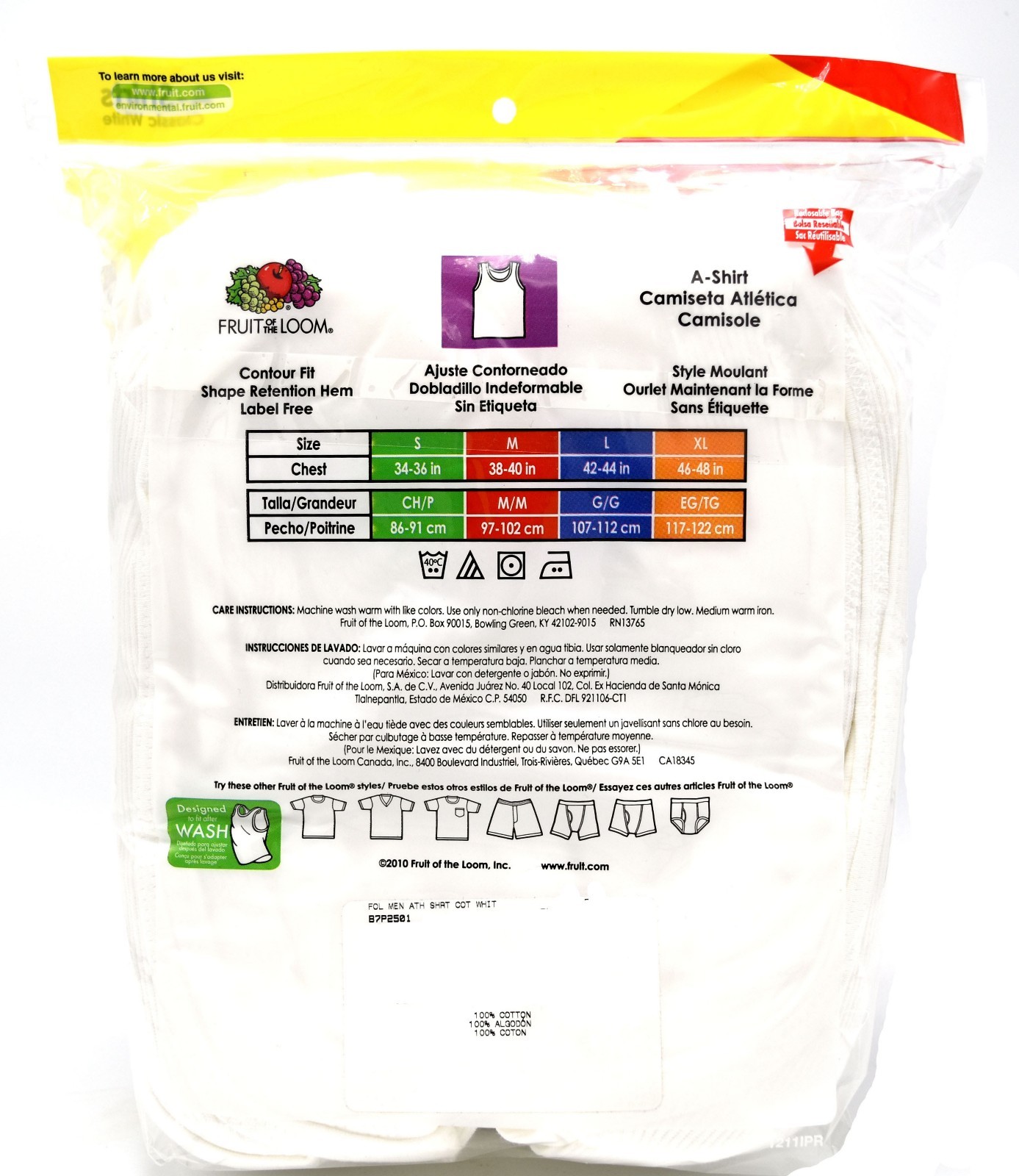 14 White Small S 34-36 Inch A-Shirt Tanks Fruit Of The Loom C/P 86-91 CM
