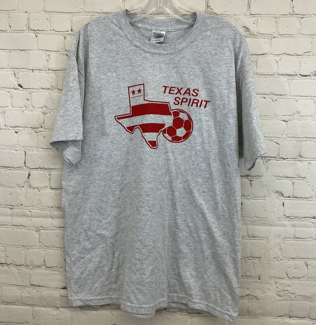 Gildan Adult Unisex DryBlend G800 Texas Spirit Soccer L Heather Gray Tshirt New