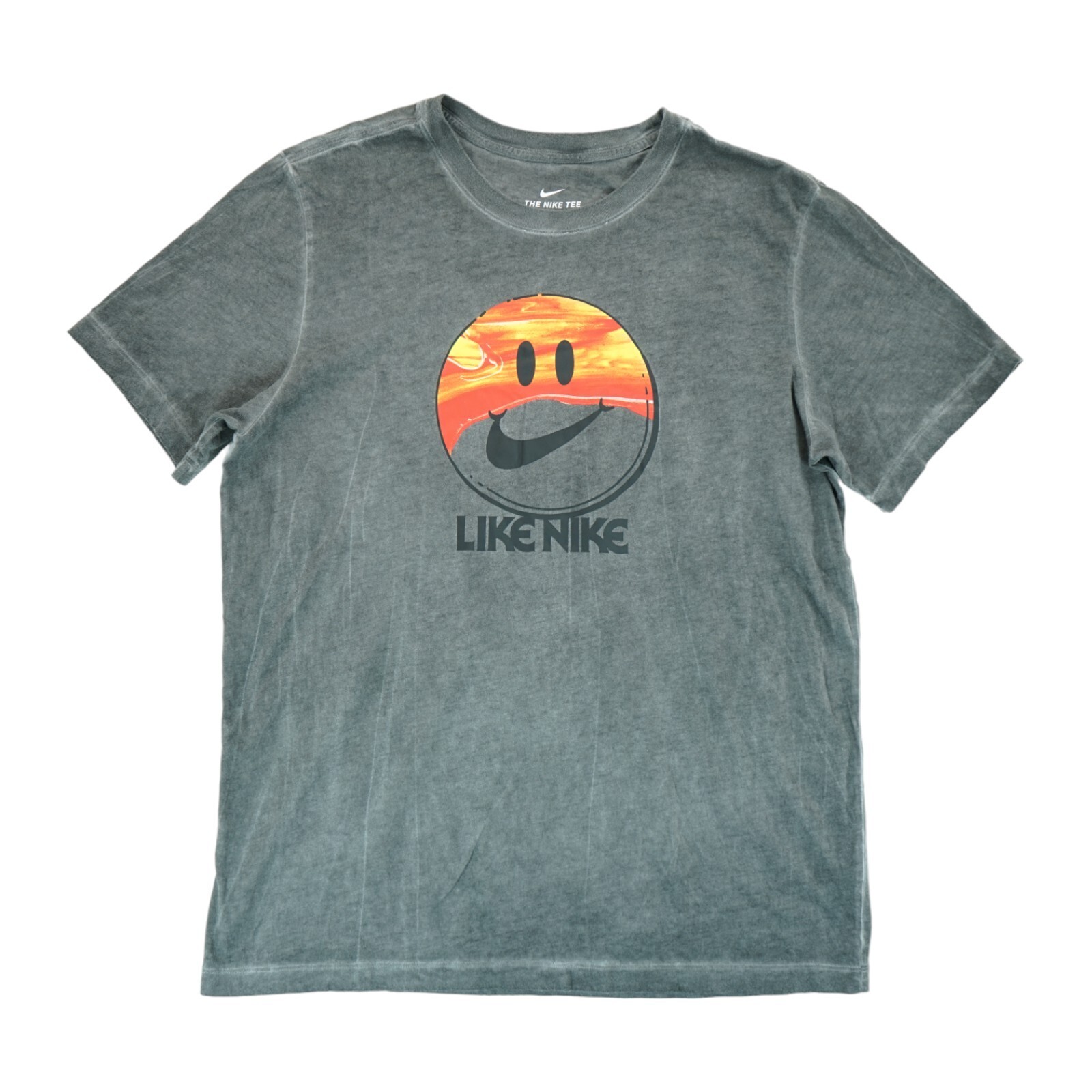 NIKE TEE ‘LIKE NIKE DYE’ MENS T SHIRT SIZE LARGE GRAY ~ SMILEY DB6190-010