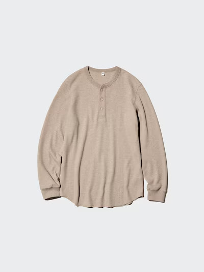 UNIQLO Waffle Henley Neck T-Shirt XS-4XL Men Regular Fit 482766 NWT