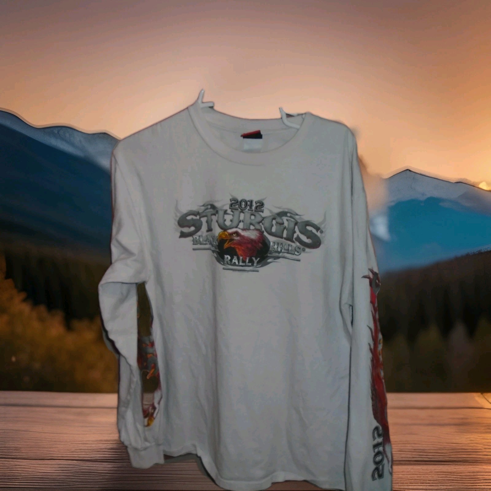 STURGIS BLACK HILLS RALLY VINTAGE 2012 MENS LONGSLEEVE TSHIRT-HAS FLAWS-SEE PICS