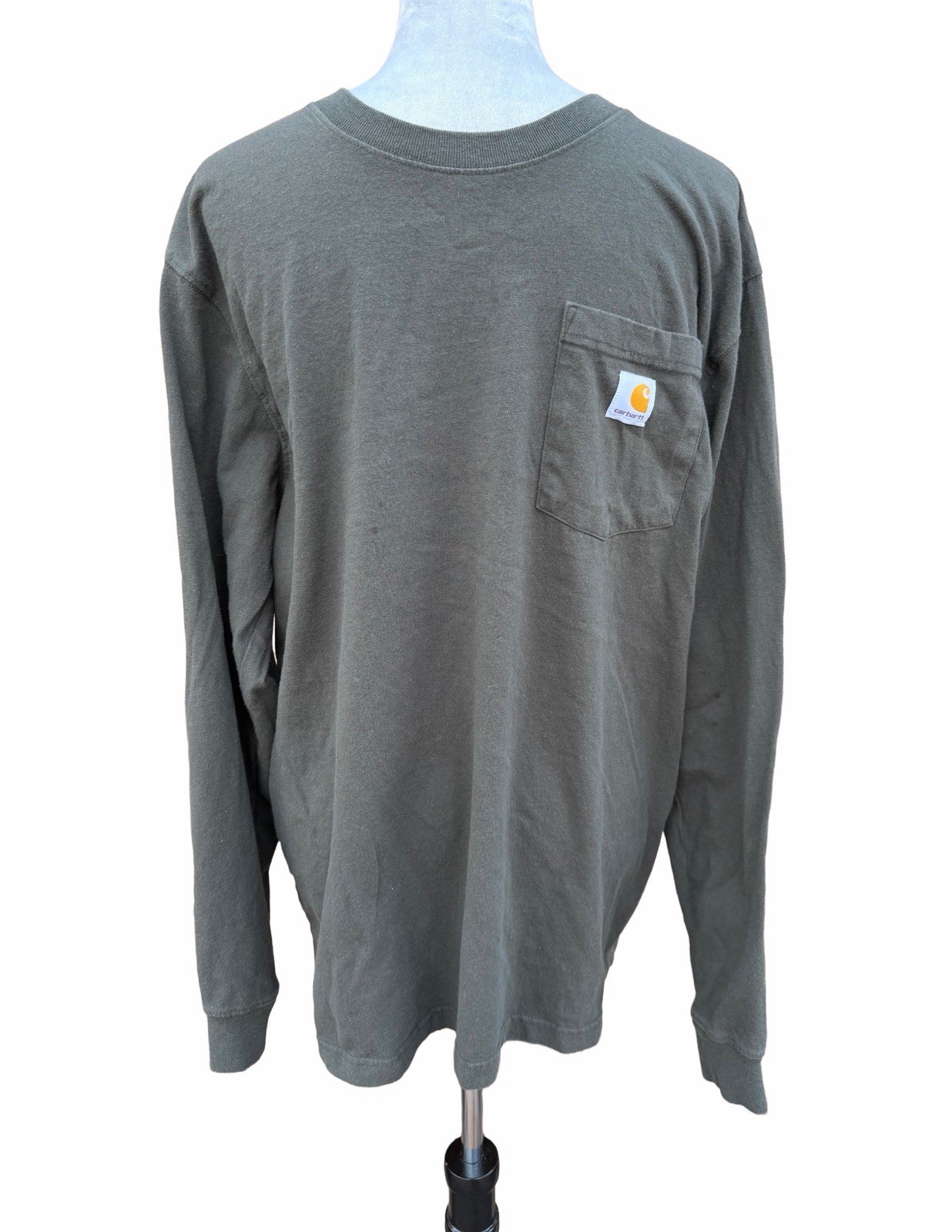 Carhartt K126-306 Men’s Medium Long Sleeve Pocket Tee Gray Work Worn Distressed