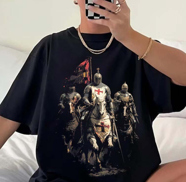 Vintage Knights Templar Shirt Christian T-Shirts For Men Crusader Warrior Tee