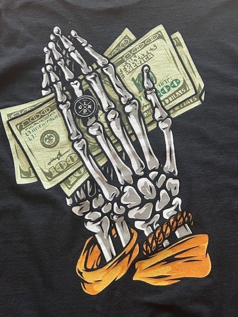 LGND SUPPLY CO Men’s Graphic Tee Black Size XL Skeletal Hands Cotton