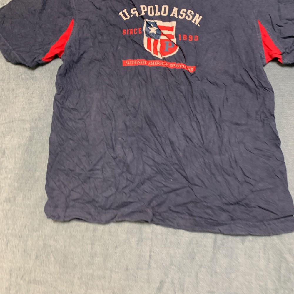 U.S. Polo Assn. T Shirt Mens Medium Navy Blue Graphic Print Casual Short Sleeve