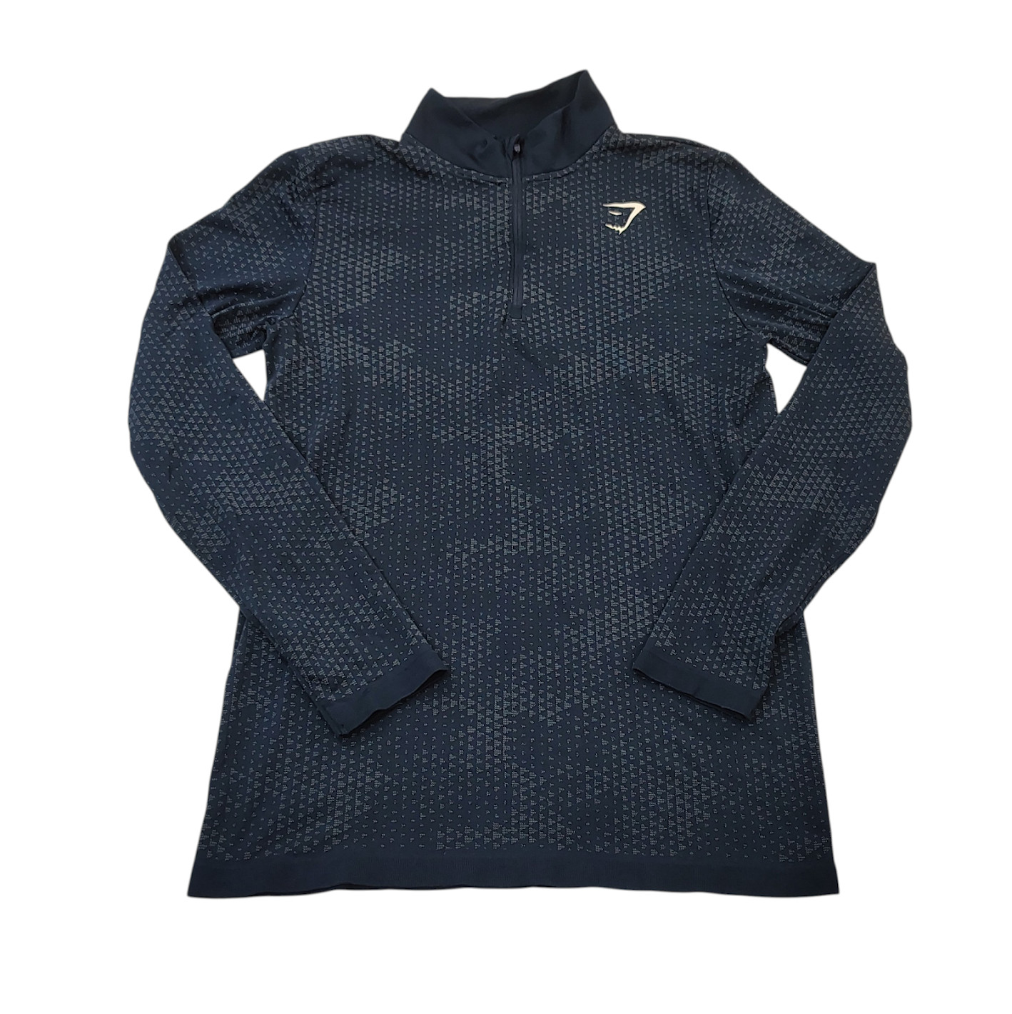 Gymshark 1/4 Zip Shirt Men Small Pullover Long Sleeve Training Gym Blue Camo