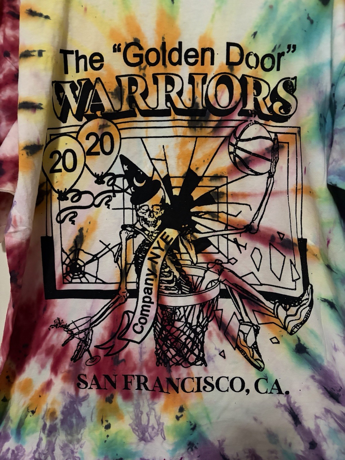 Online Ceramics The Golden Door Warriors Company NYE Tie Dye T-Shirt Size Large