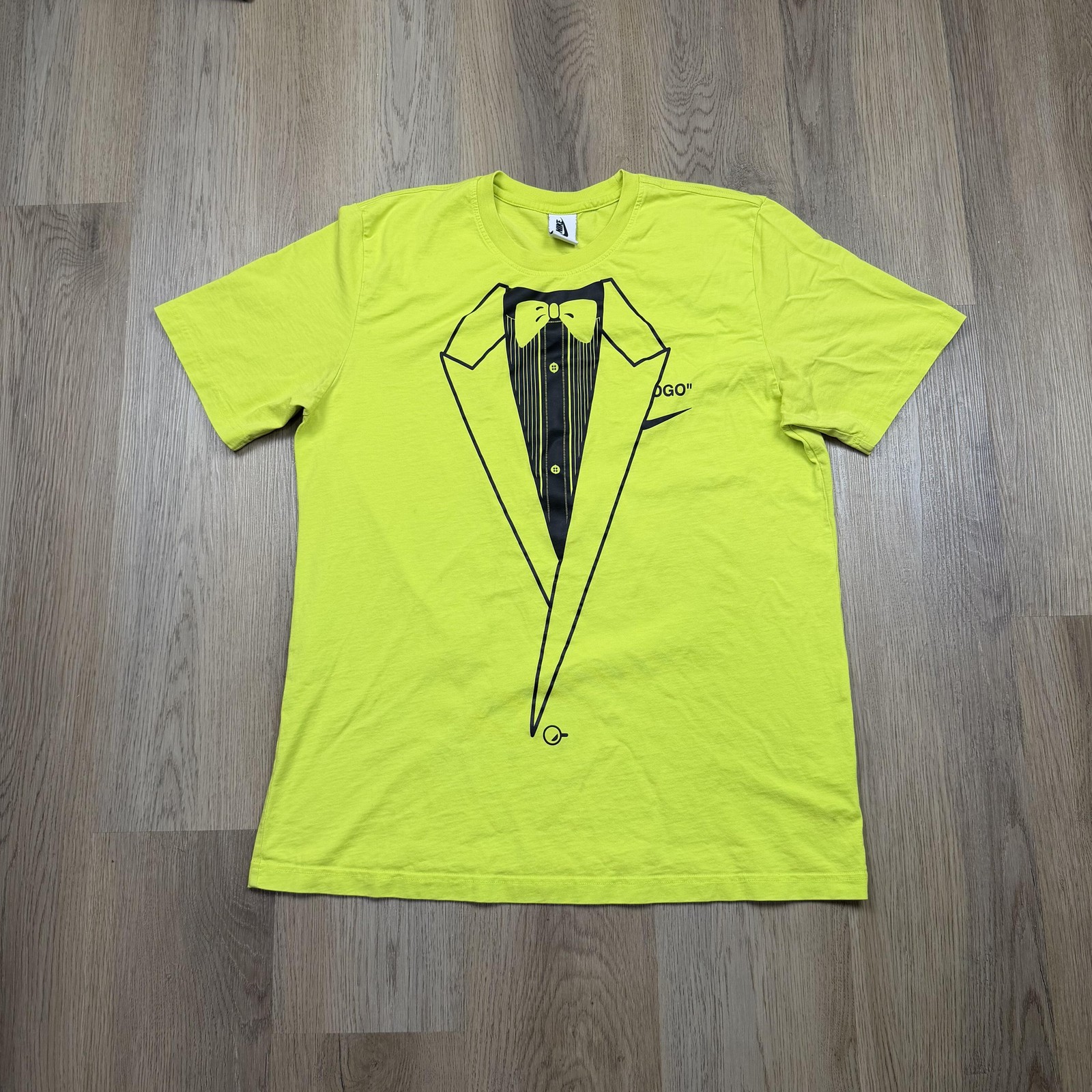 Nike Shirt Mens XL Volt Yellow Off-White Logo Eagle Air Force 1 Graphic Tee