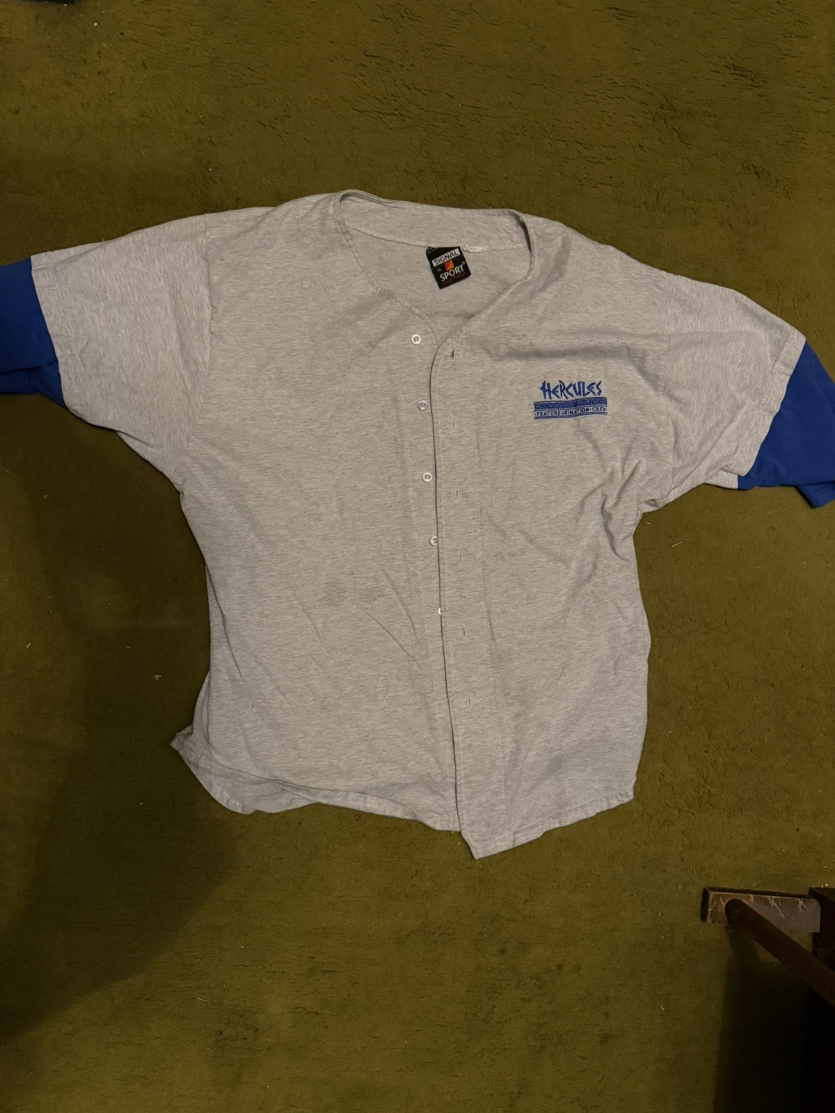 Vintage Hercules Feature Animation Crew Baseball Jersey shirt Disney XL 90s Rare