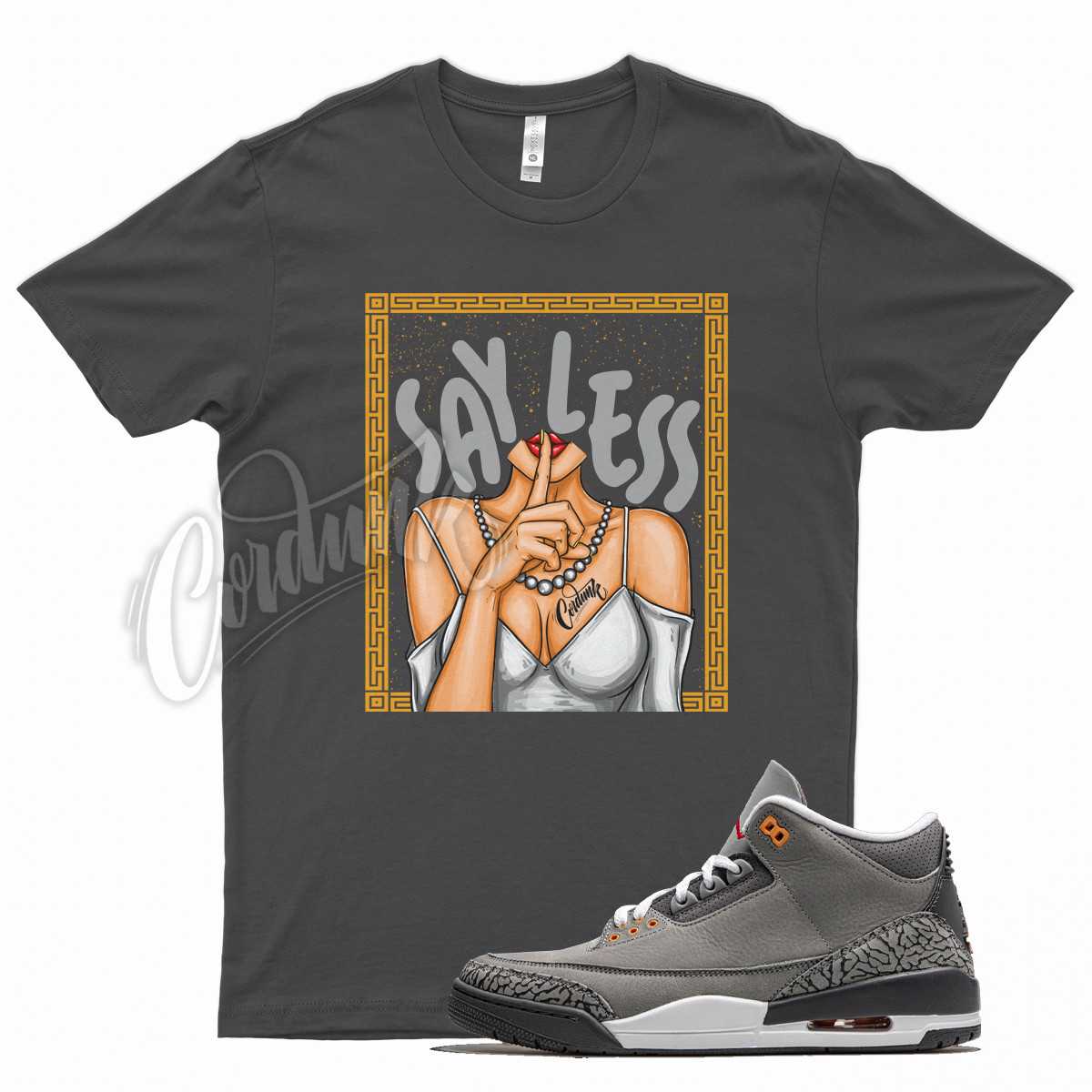 Cool Grey SHHH T Shirt for J1 3 Cool Grey Orange Peel Elephant Print