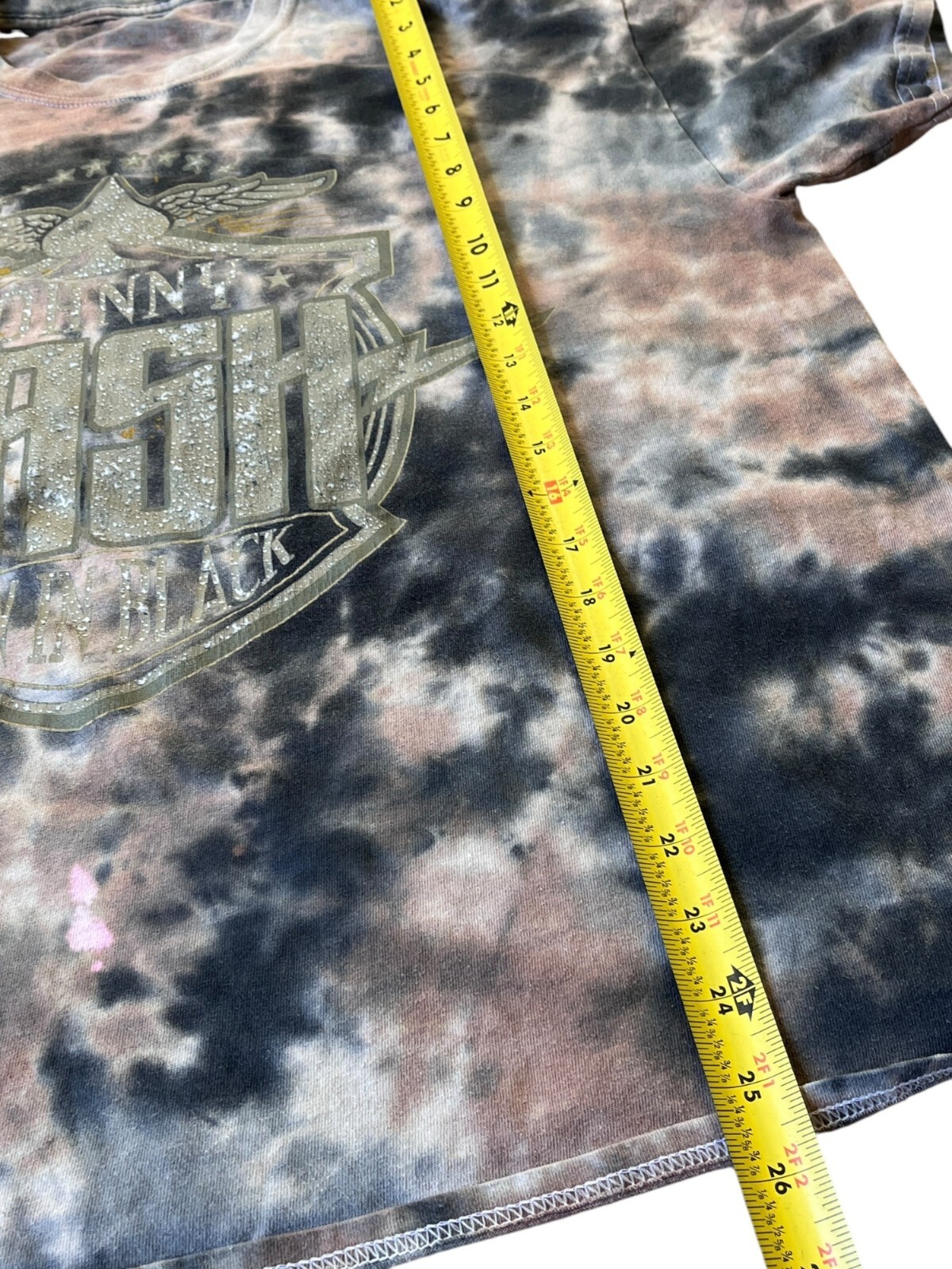 Johnny Cash T-Shirt Mens L-Xl 46 “Chest Brown Tie Dyed Graphic Western Music