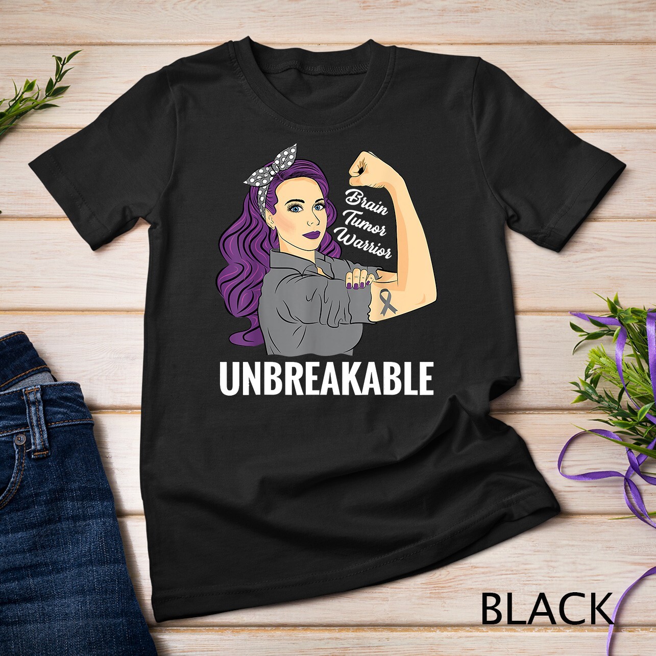 Brain Tumor Awareness Warrior Unbreakable Survivor Unisex T-shirt