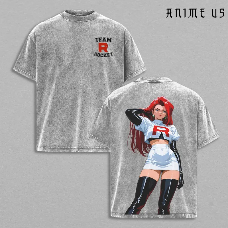 Jessie James Team Rocket Vintage Anime Graphic Tee Double Sided Tee
