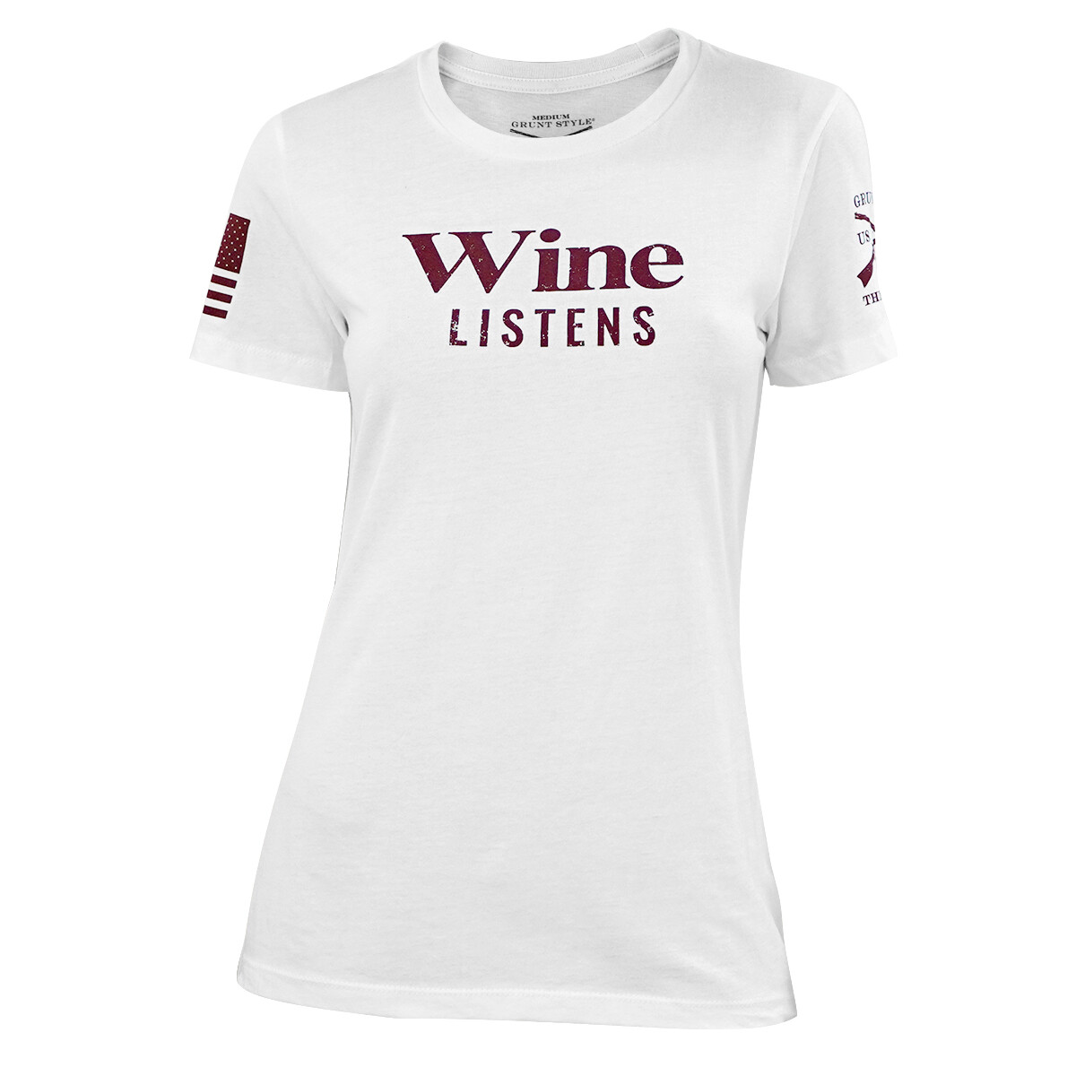 Grunt Style Women’s Wine Listens T-Shirt – White
