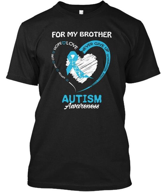 I Wear For My Brother Autism Awareness Support Faith T-Shirt Made in USA S-5XL