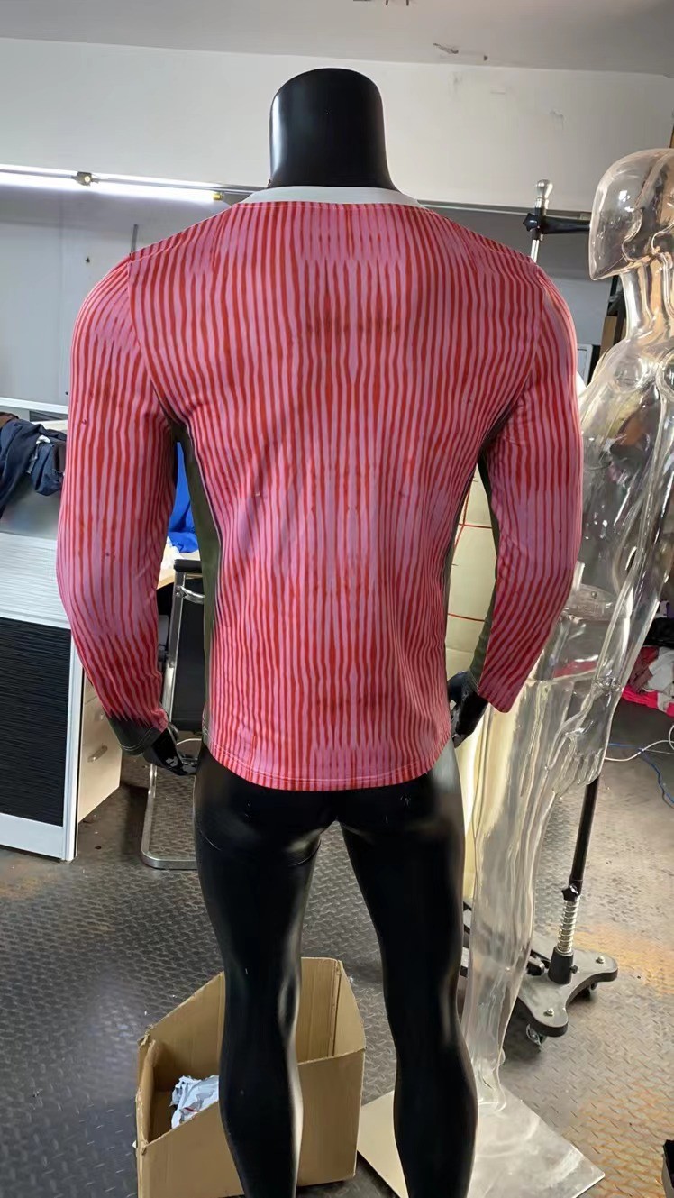 Men’s Autumn Tight Long Sleeve Sexy Top Striped Print Round Neck Elastic T-Shirt