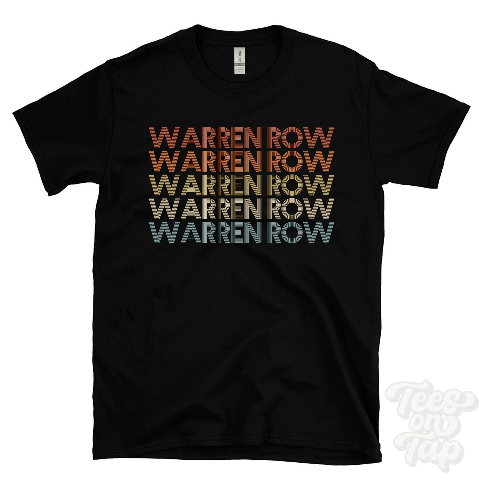 WARREN ROW REPEATED RETRO STYLE T-SHIRT mens & womens uk place name gift