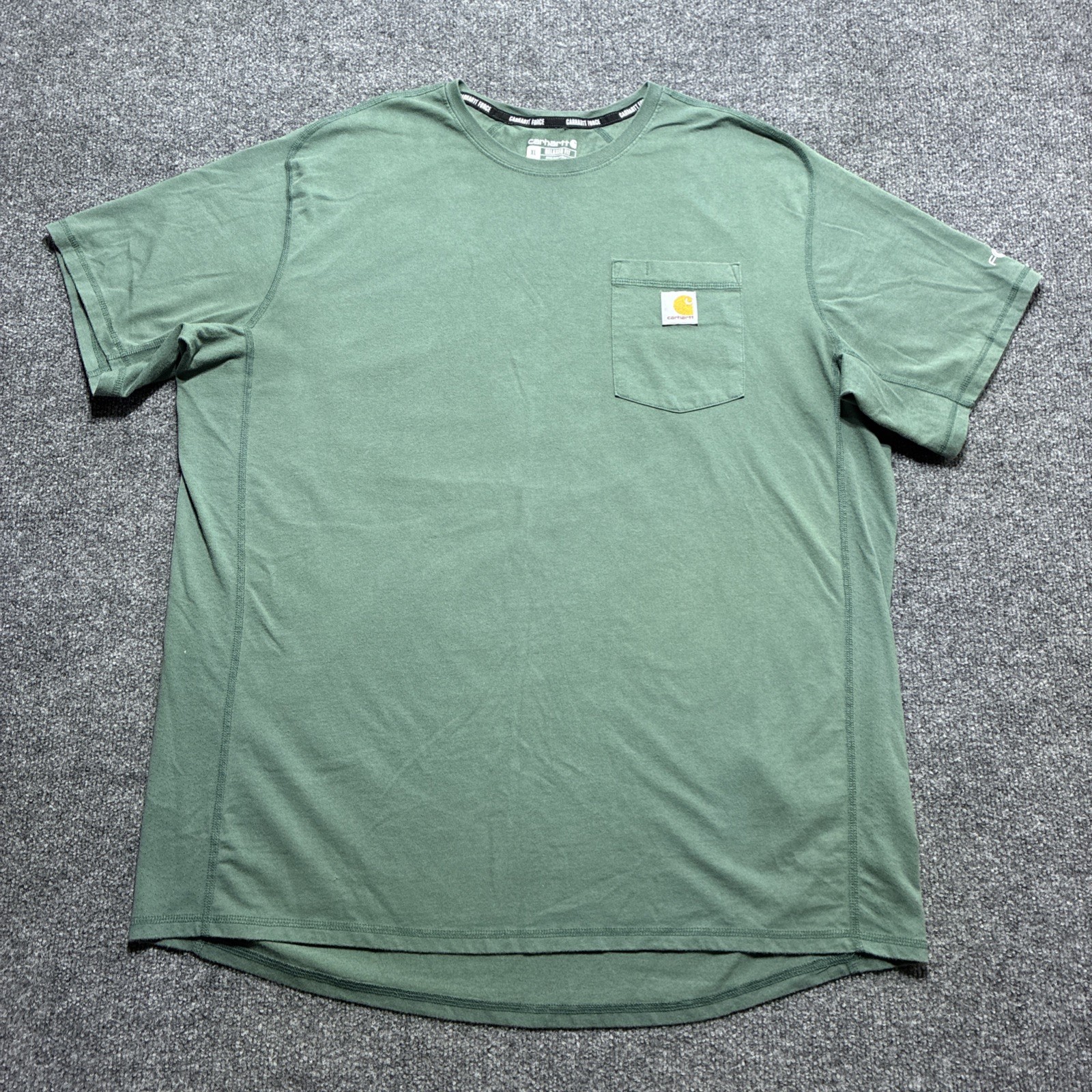 Carhartt Force Pocket T Shirt Mens XL Relaxed Fit Green Workwear Logo Tee