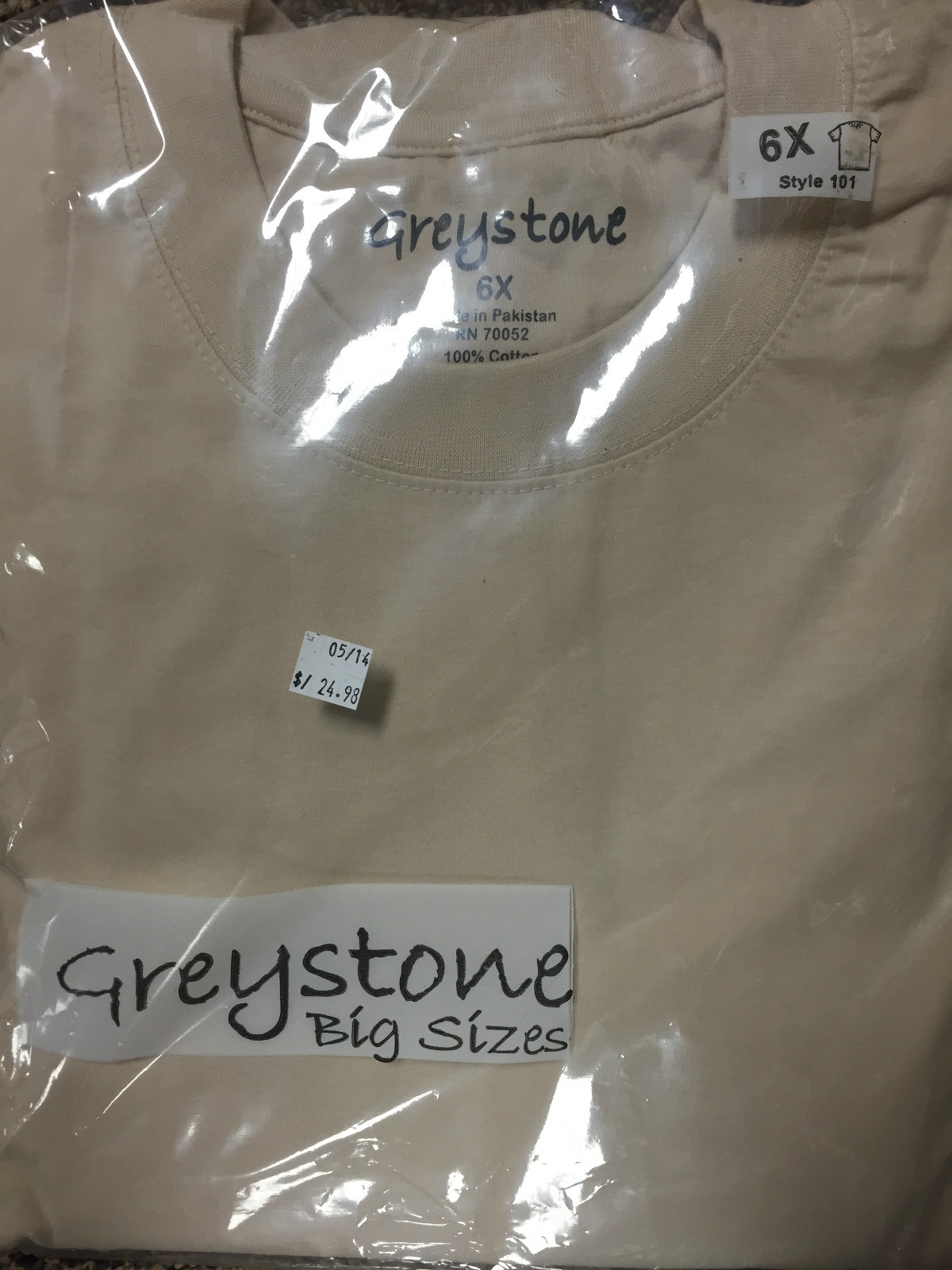 T-Shirt Men’s Big Tall GREYSTONE Short Sleeve Tee Shirt Plain Heavyweight 14XL