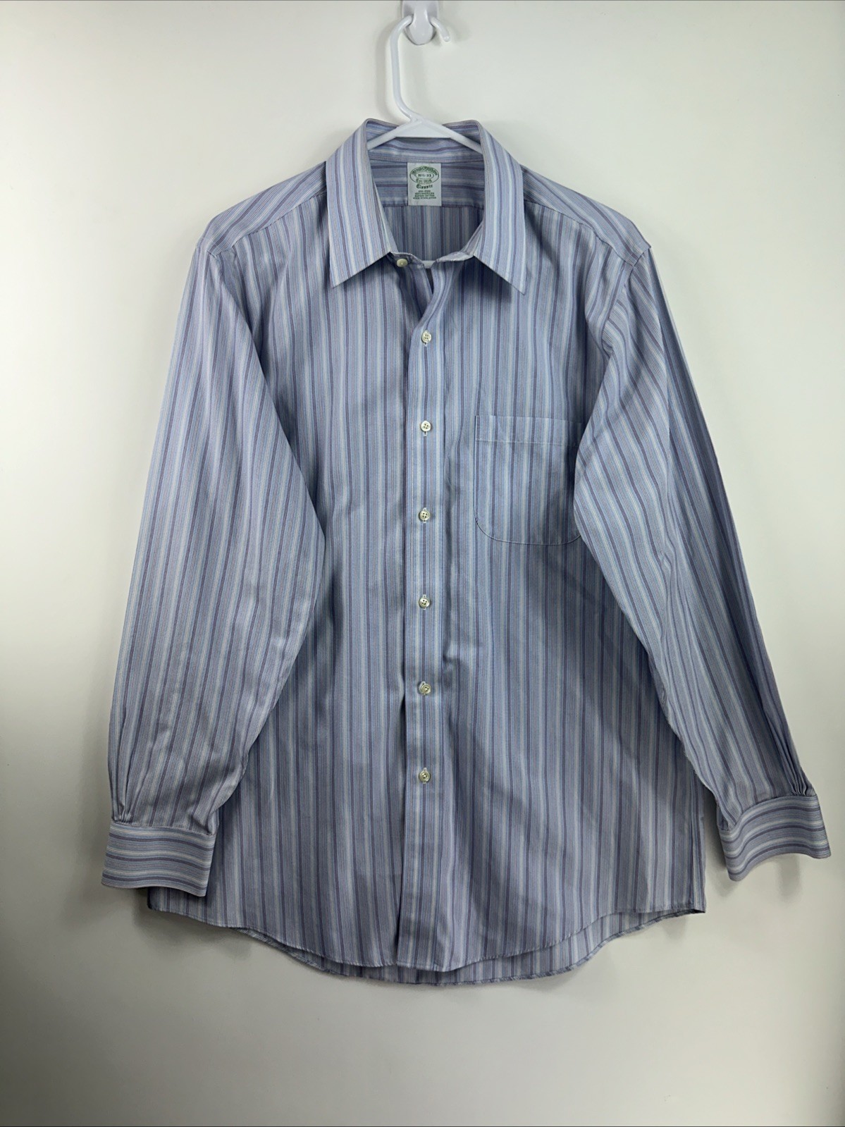 Brooks Brothers Classic 16.5 33 Blue White Striped Non-Iron Supima Cotton Shirt