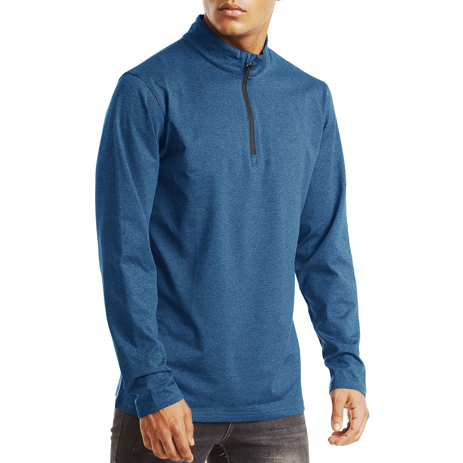 Men’s 1/4 Zip Lightweight Fleece Sweatshirt Gym Workout Sport Long Sleeve Shirts