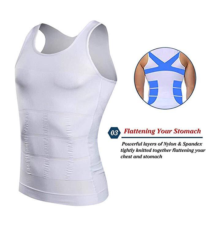 Mens Slimming Body Shaper Vest Gynecomastia Compression Shirts Tummy Control Top