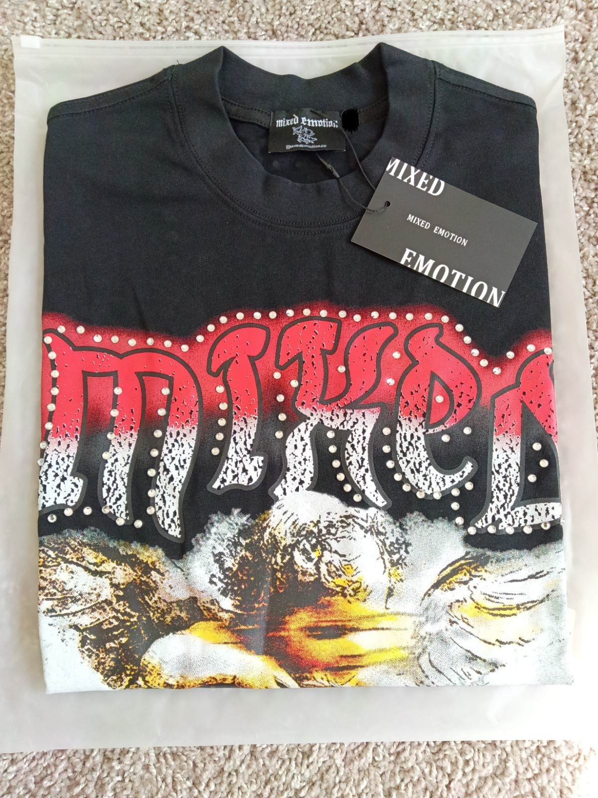 Mixed Emotions Sleeveless Crew Neck Graphic Rhinestone Cotton Tee