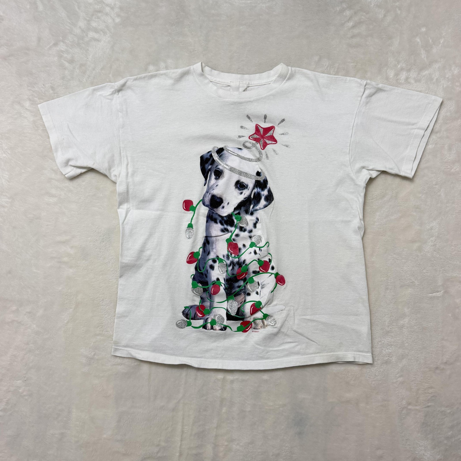 Vintage Disney 101 Dalmatians Shirt Mens Medium Christmas Puppy Lights Promotion