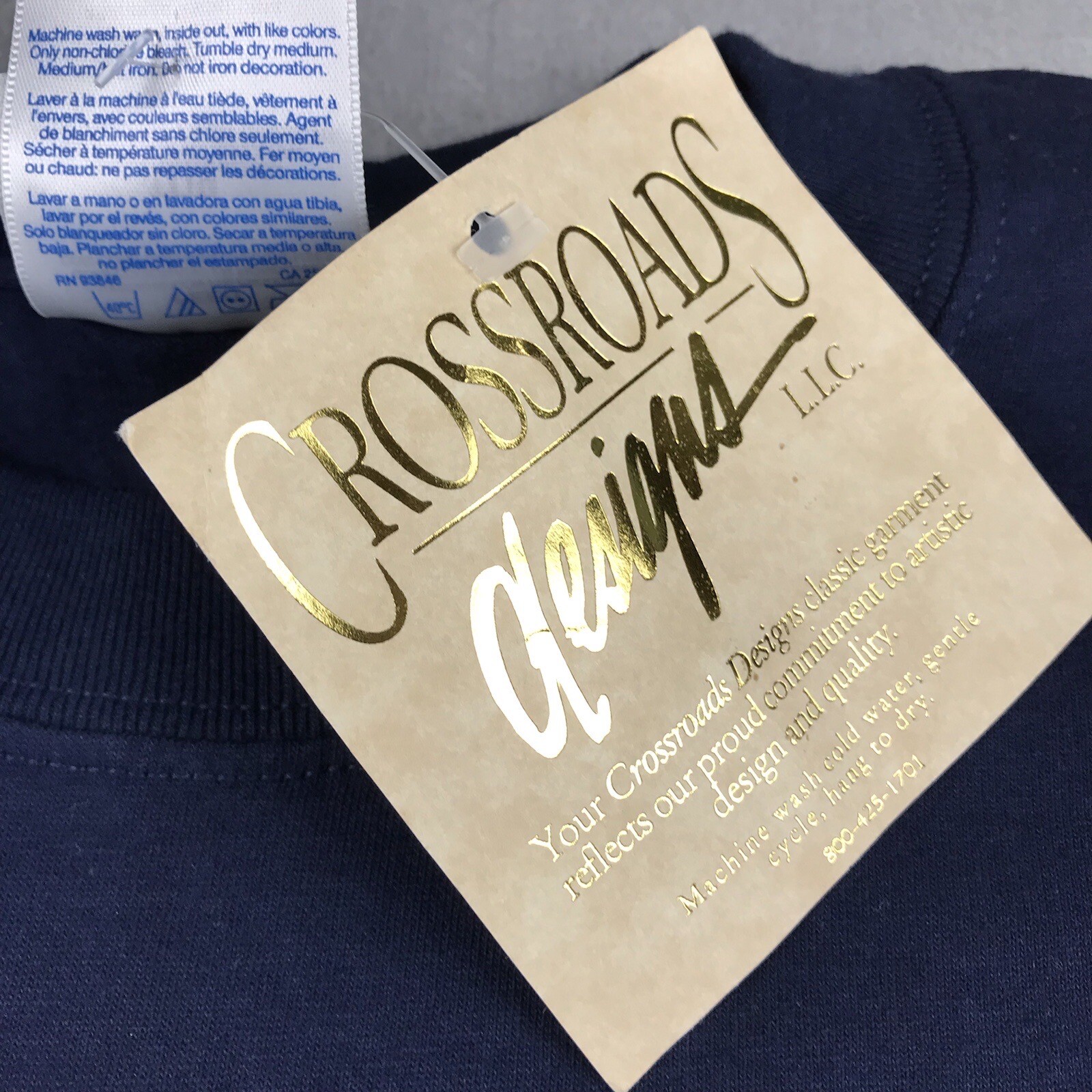 Maine Quilts Shirt Mens 3XL Blue Crew Neck Short Sleeves Crossroad Designs NWT