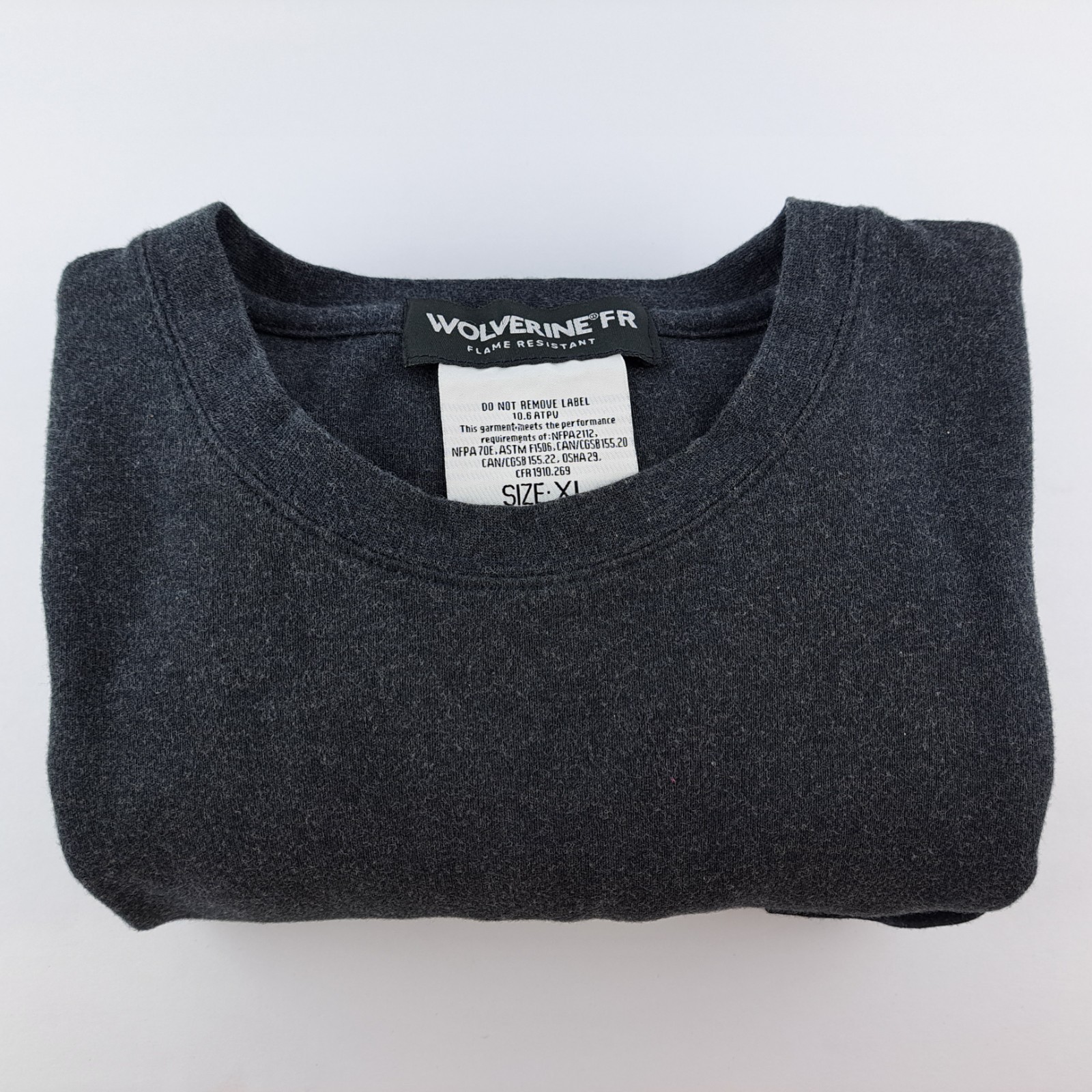 Wolverine FR Flame Resistant T-Shirt Mens XL Gray Long Sleeve Pocket NFPA 2112