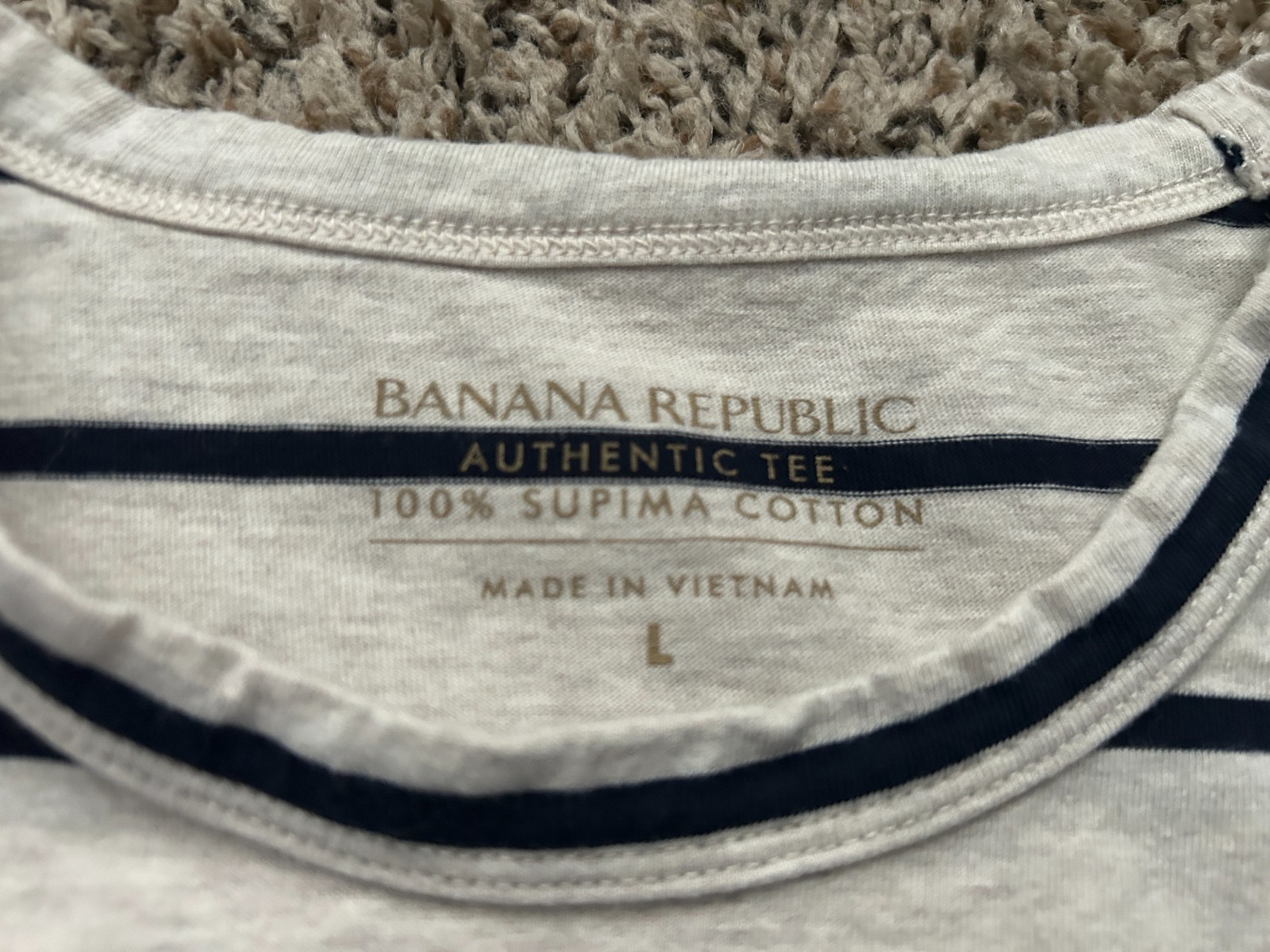 Banana Republic Authentic Tee T Shirt Mens Large Striped 100% Supima Cotton