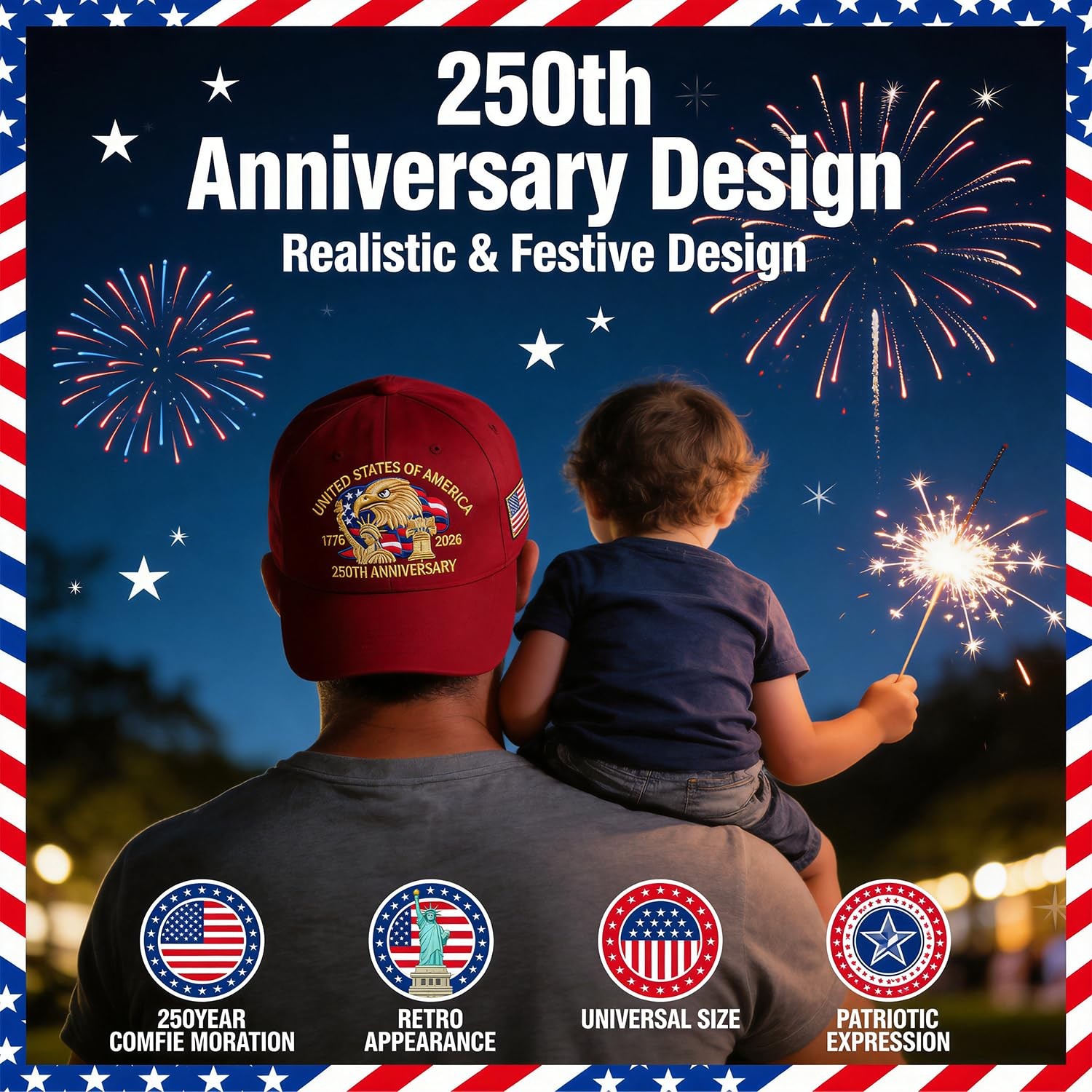 250th Anniversary USA Hat Adjustable United States 250th Anniversary Hat Ret…