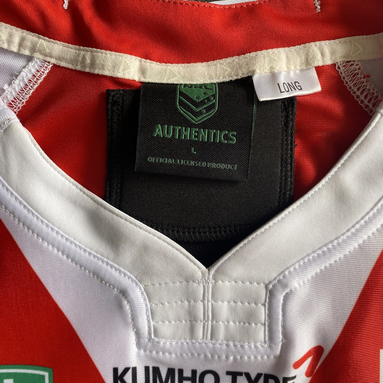 Rugby League Player Issue Jersey Spare St George Dragons NRL U20s Grip Size L
